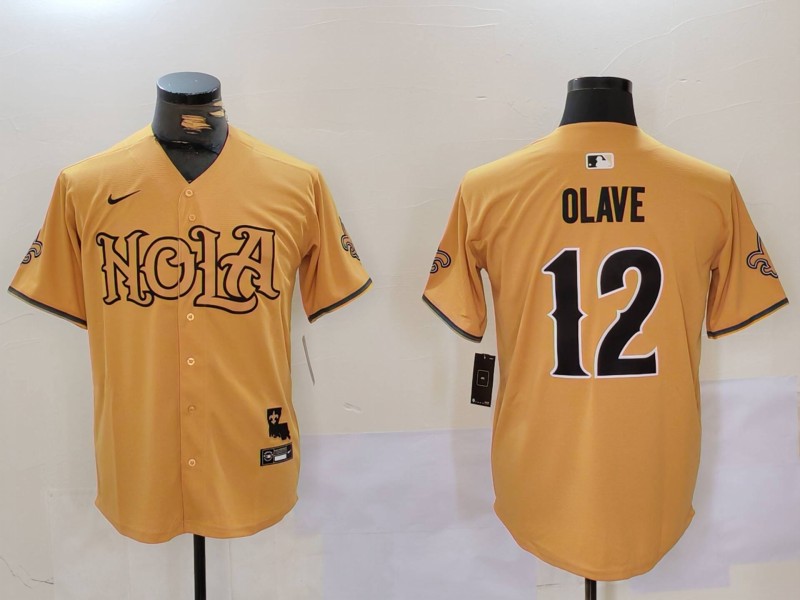 Men New Orleans Saints #12 Olave Yellow Joint Name 2024 Nike Limited NFL Jersey style 912